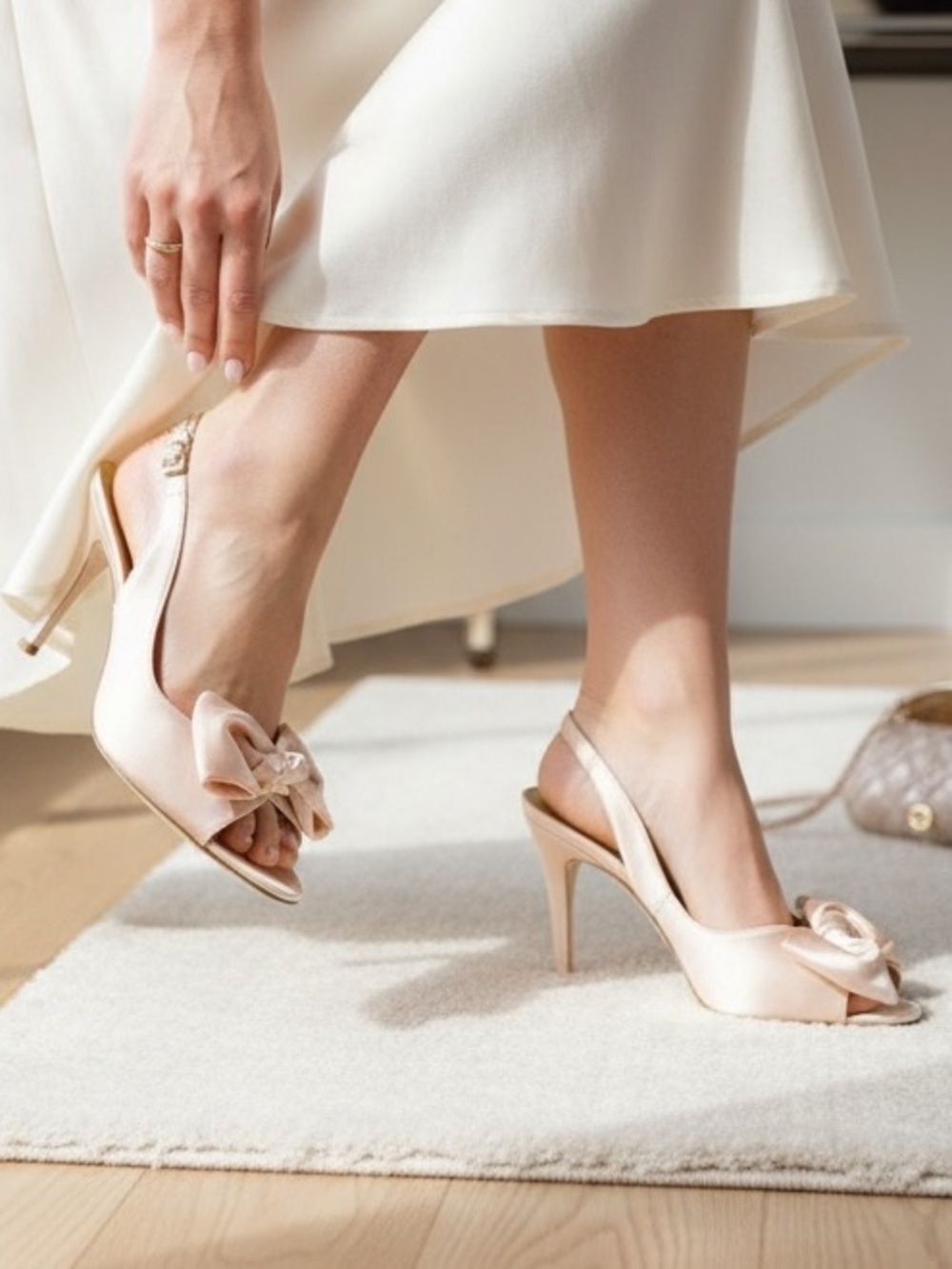 Kate Spade Sarah Rose Petal Pink Satin Sling Back Heels Sz 8 1/2
